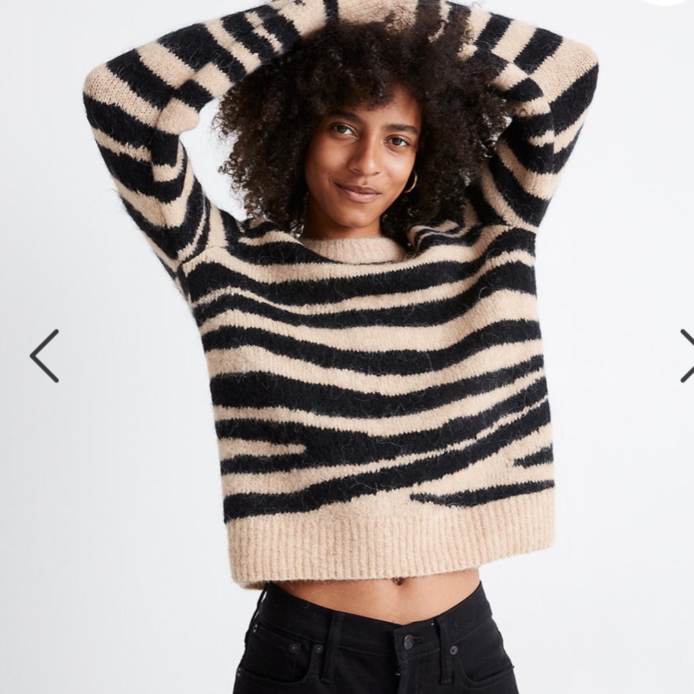 Shrunken Pullover Sweater in Tiger Stripe